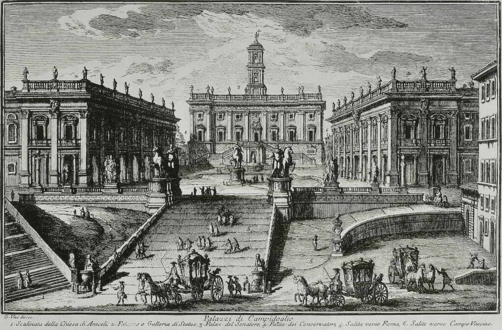 Illustrazione di Piazza del Campidoglio di G. Vasi